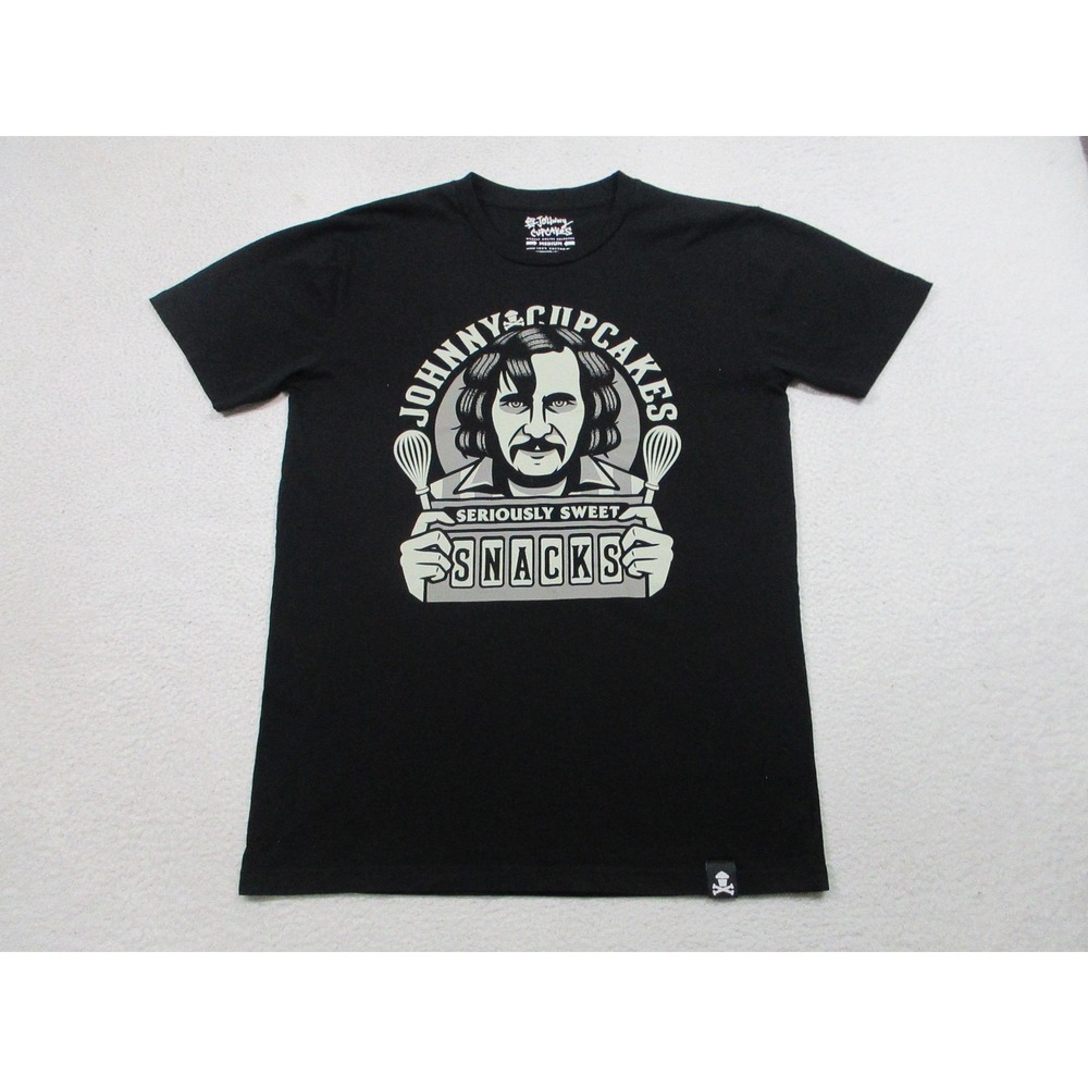Johnny‎ Cupcakes Shirt Mens Medium Black Seriously Sweet Snacks Graphic Tee